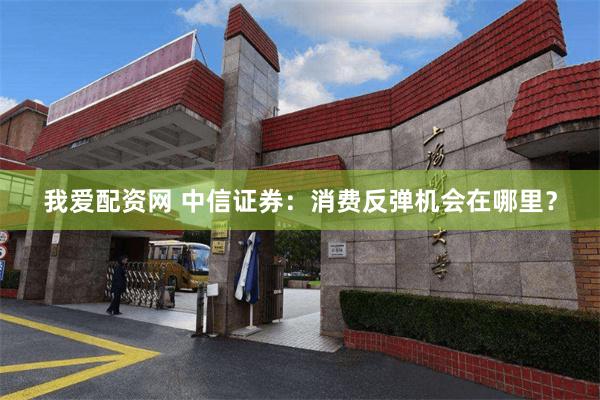 我爱配资网 中信证券：消费反弹机会在哪里？