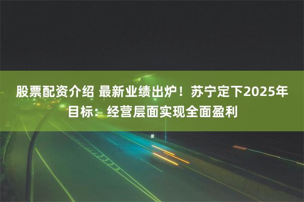 股票配资介绍 最新业绩出炉！苏宁定下2025年目标：经营层面实现全面盈利