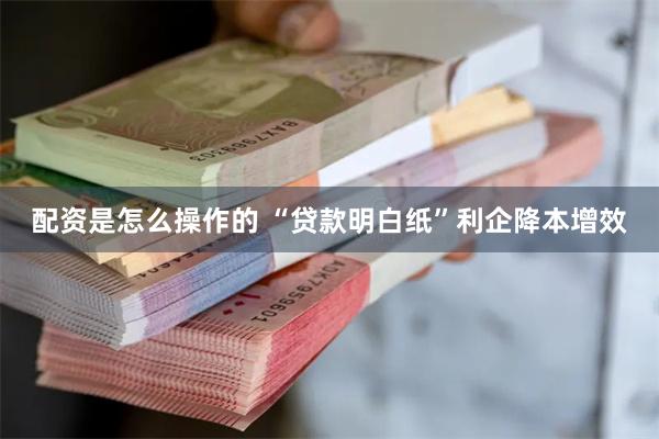 配资是怎么操作的 “贷款明白纸”利企降本增效