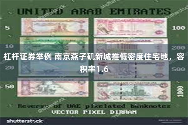 杠杆证券举例 南京燕子矶新城推低密度住宅地，容积率1.6