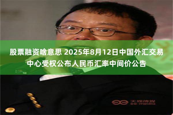 股票融资啥意思 2025年8月12日中国外汇交易中心受权公布人民币汇率中间价公告